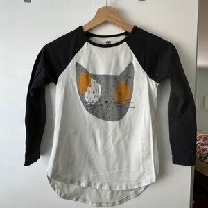 Tea Collection Black and White Cat Long Sleeve Tee